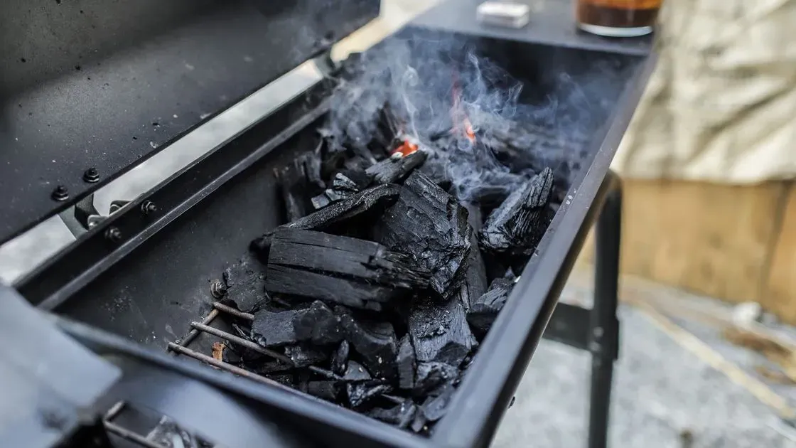 Glödande kol i en grill