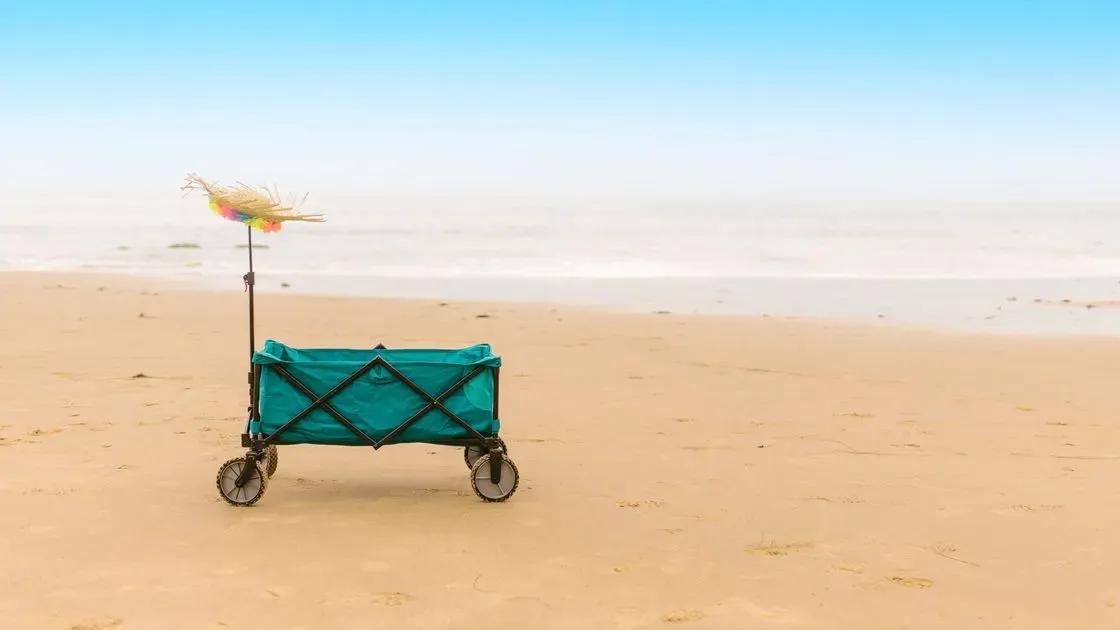 Närbild på strandvagnens hjul