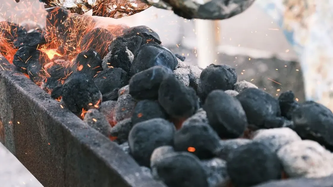 Närbild på lågor i grillstartare