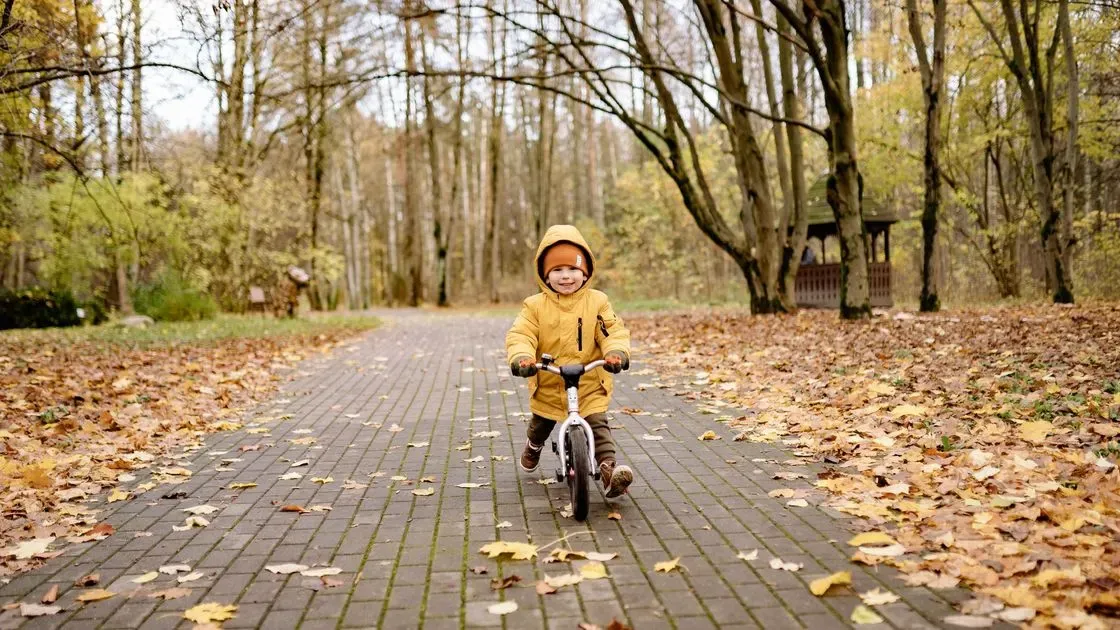 Barn cyklar i parken